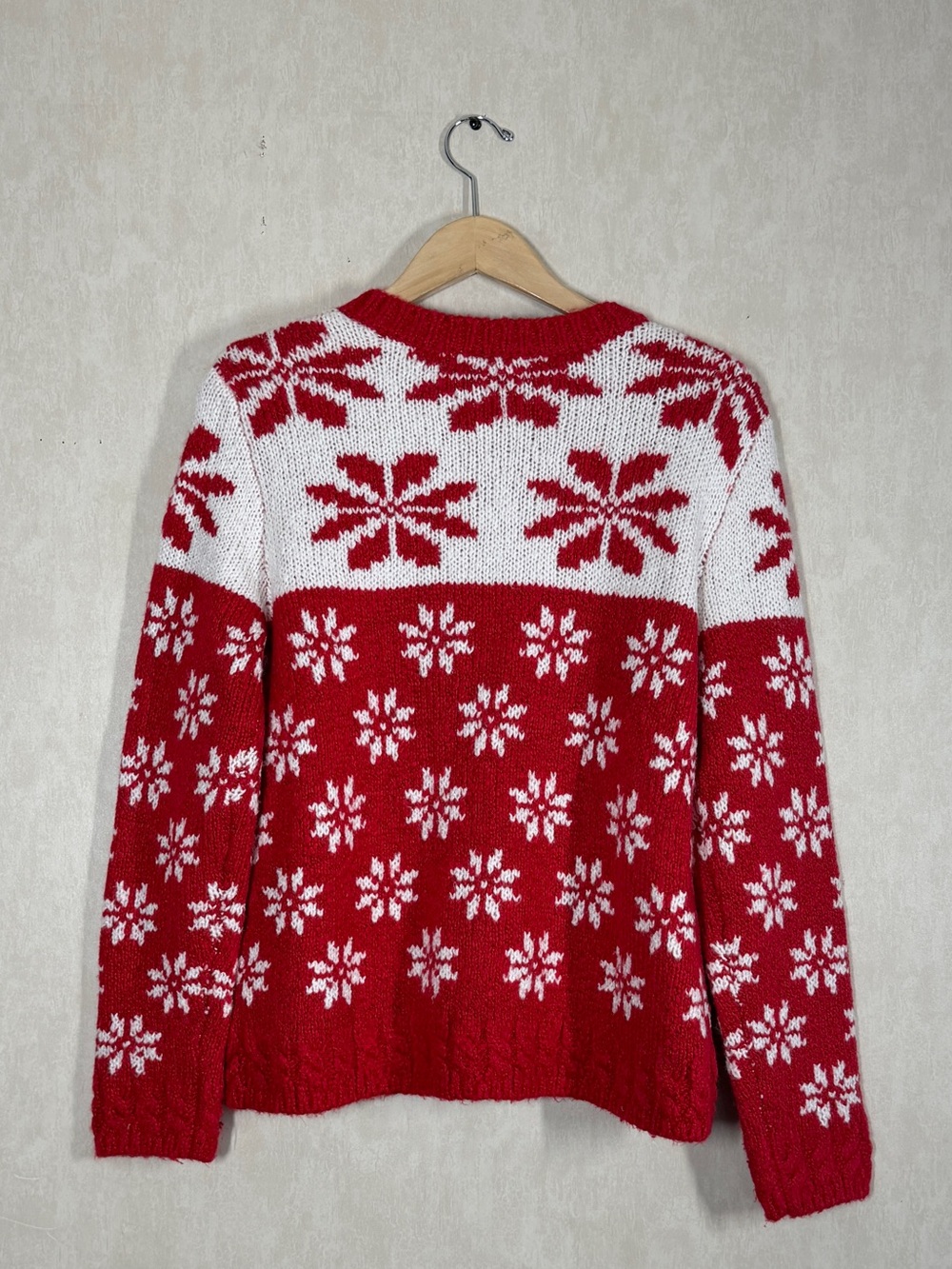 Talbots Women’s Wool Blend Crewneck Cardigan Sweater in Snowflake Fair Isle M - Picture 5 of 11